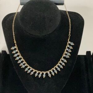 Massini NWT Baby Blue Bliss Rhinestone & Goldtone Adjustable Size Necklace, 17”